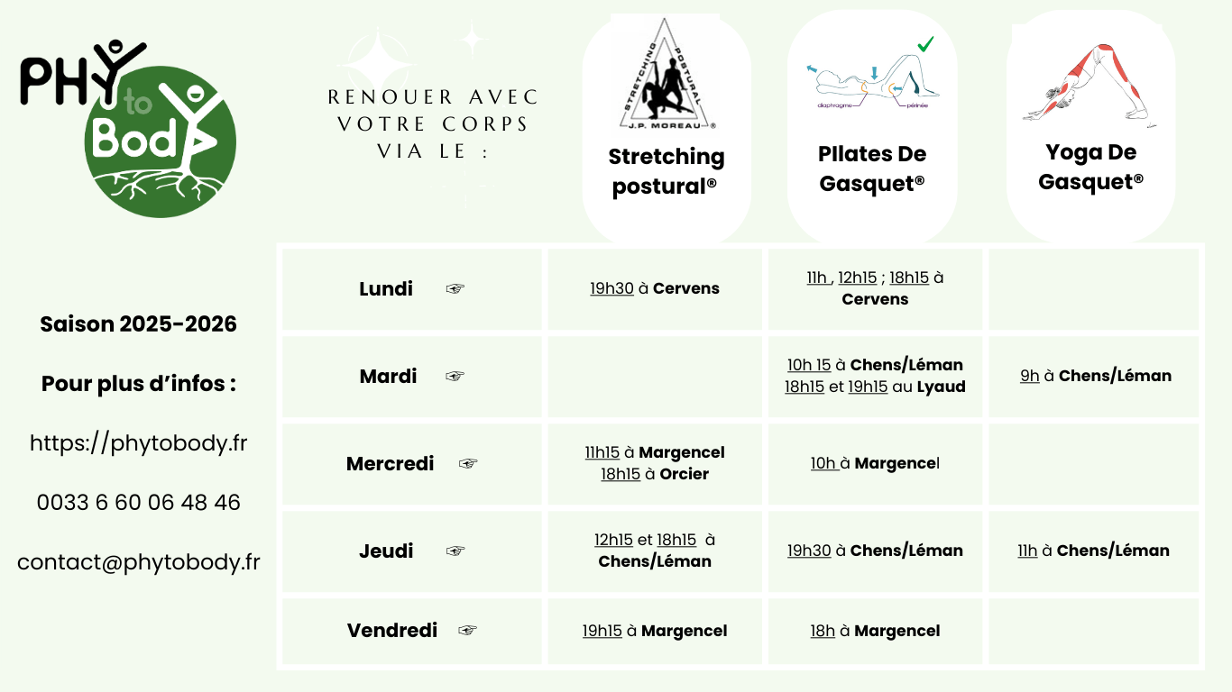 infos cours Stretching postural pilates yoga